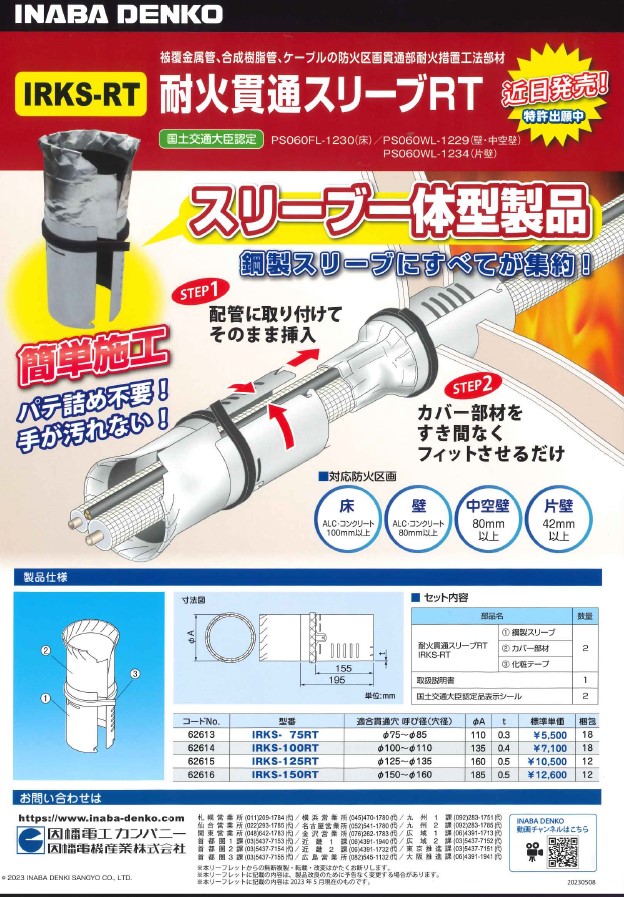 耐火貫通スリーブＲＴ